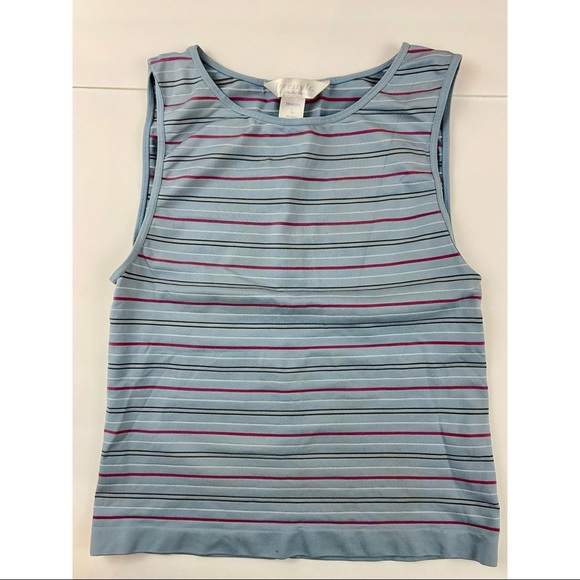 Freestyle Danskin Seamless Athletic Top. Size Large. Blue with stripes. - Picture 1 of 5